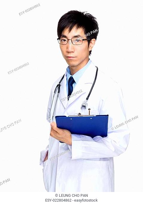 Medical doctor with clipboard