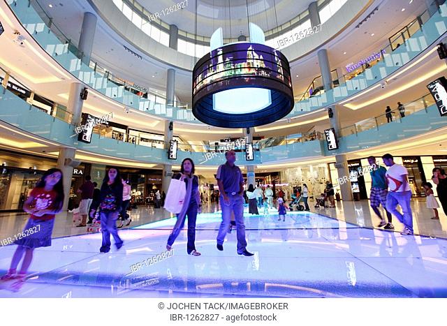 Light show, inserted into ground, in the Dubai Mall, Dubai, United Arab Emirates, Middle East