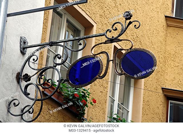 Austria Innsbruck Tirol Tyrol Old Town building detail signs optical shop sun glasses