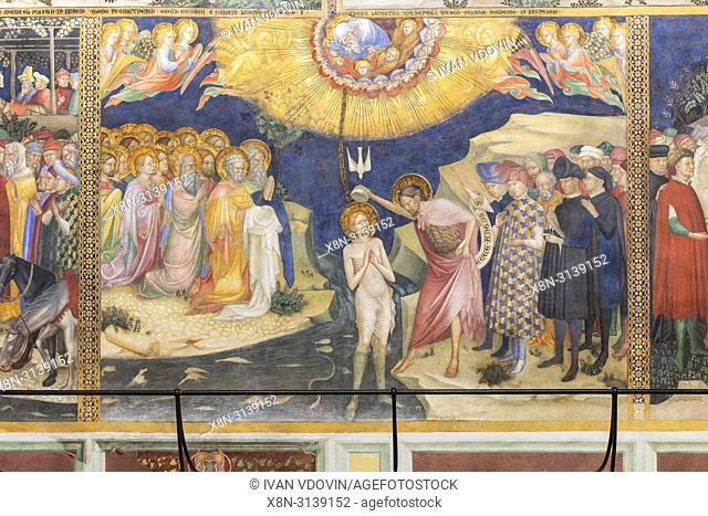 Oratory of San Giovanni Battista, fresco painting (1410s), Urbino, Marche, Italy