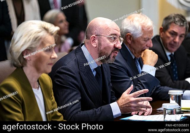 Charles Michel, president of the European Council, speaks during a meeting in the Cabinet Room of the White House in Washington, DC, US, on Friday, October 20
