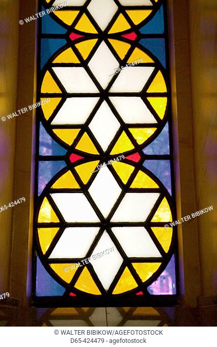 Interior-Stained Glass. The Great Synagogue. Biggest in Europe. Budapest. Hungary. 2004