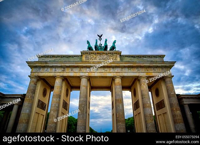 The Brandenburg Gate located in Pariser Platz in the city of Berlin, Germany