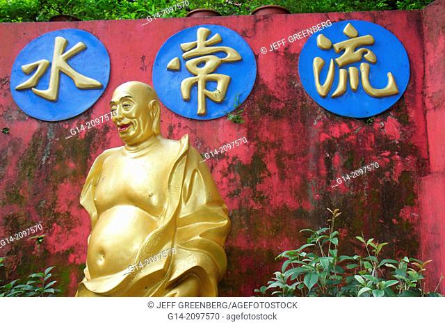 China, Hong Kong, New Territories, Sha Tin, Ten Thousand 10, 000 Buddhas Monastery, golden, path, statues, Buddha, Buddhism