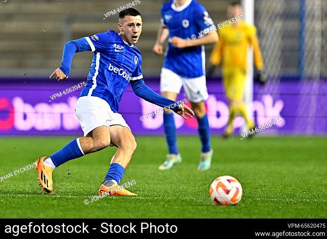 Jong Genk's Cedric Nuozzi pictured in action during a soccer match between Jong Genk (U23) and Lommel SK, Friday 21 April 2023 in Genk