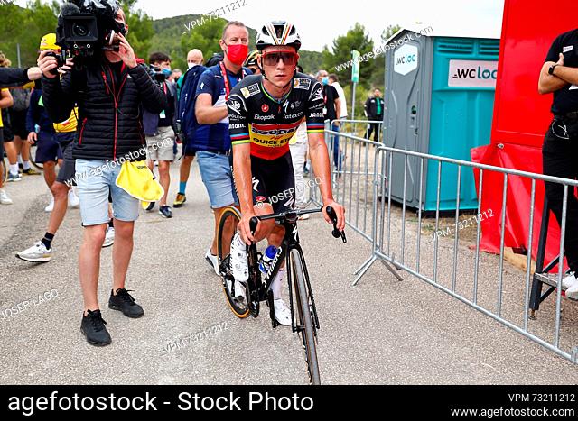 Belgian Remco Evenepoel of Soudal Quick-Step pictured at the arrival of stage 8 of the 2023 edition of the 'Vuelta a Espana', Tour of Spain cycling race