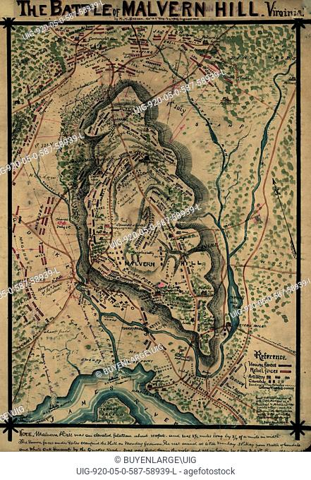 'The position of Union forces at Malvern Hill was on the West. Overlooking Warren were 36 guns having full sweep of the Valley and over the River Road