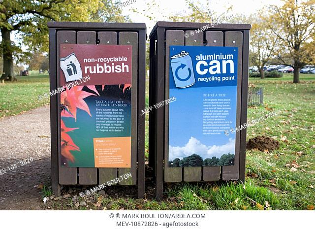 Waste and recycling bins. Westonbirt Arboretum Tetbury UK