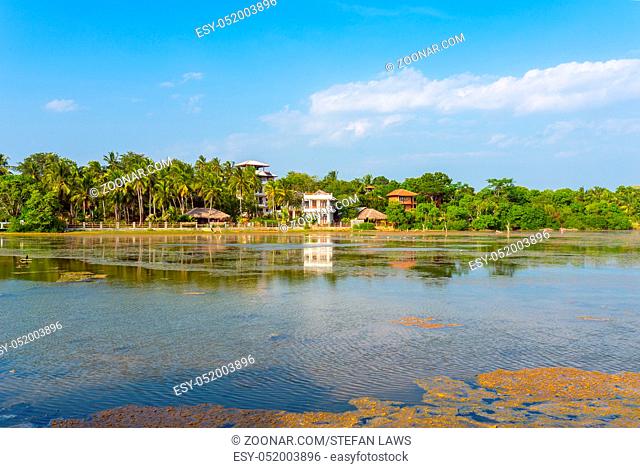 Tourist resort at the Rekawa lagoon, a scenic coastal lagoon in the south of Sri Lanka, situated at the east-side of Tangalle