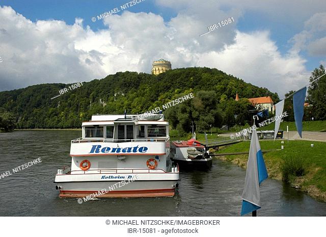 Ship landing place with release-resounds in Kelheim at the Danube, Altmuehltal in Bavaria