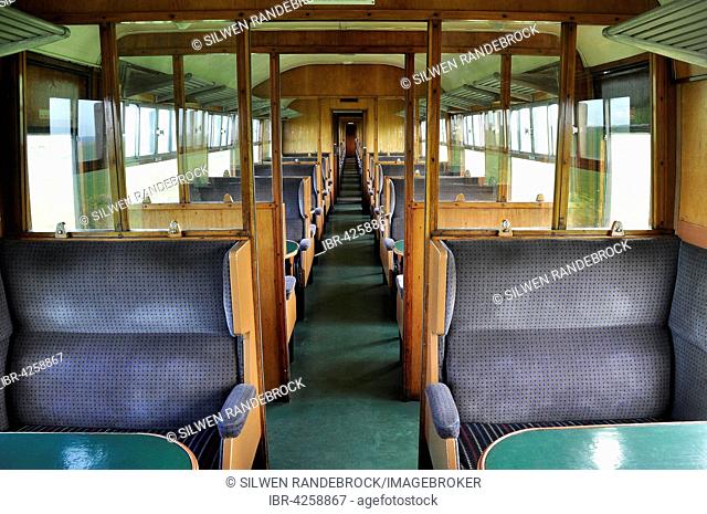Empty compartment, historic steam train North Norfolk Railway Poppy Line, Sheringham, Norfolk, United Kingdom