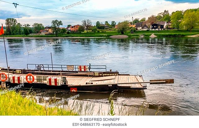 Kelheim, Bavaria, Germany on 21.05.2017 Cable ferry across the Danube at Weltenburg Lower Bavaria