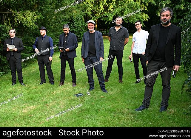 Members of the Kafka Band, a musical and literary project that works with the works of the writer Franz Kafka, are seen prior to their concert, on June 26, 2023