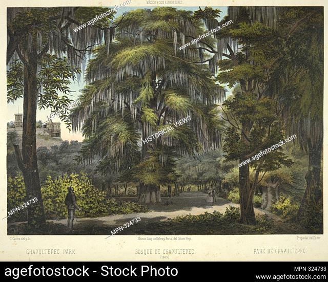 Bosque de Chapultepec, 1869 = Parc de Chapultepec = Chapultepec park. Castro, C. (Lithographer). México y sus alrededores