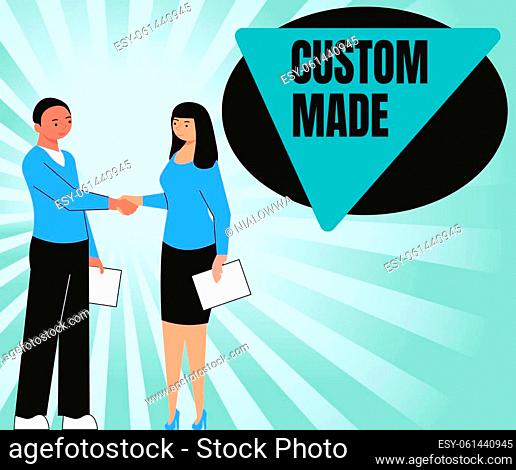 Inspiration showing sign Custom Made, Business overview something is done to order for particular customer organization Colleagues Crossing Obstacles Hand...