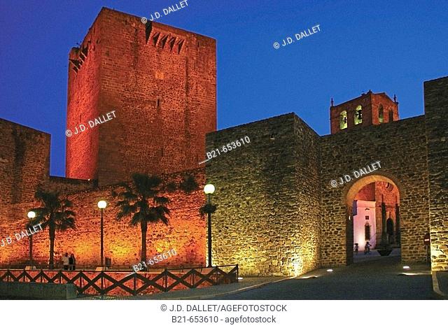City walls, forteress, Santa Maria del Castillo church, and 'Puerta Nueva', at  Olivenza. Badajoz province. Extremadura. Spain (disputed by Portugal)