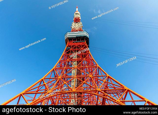 Japan, Kanto Region, Tokyo, Red frame of Tokyo Tower
