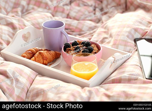 Morning. Breakfast in the bed