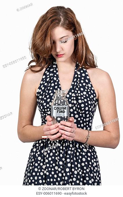 Woman Holding Her College Fund