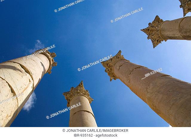 Corinthian columns, Temple of Artemis, Jerash, Jordan, Southwest Asia