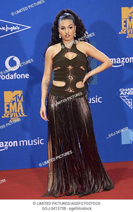 Mabel attends 2019 MTV Europe Music Awards (EMAs) - Winners Room at FIBES Conference and Exhibition Centre on November 3, 2019 in Sevilla, Spain