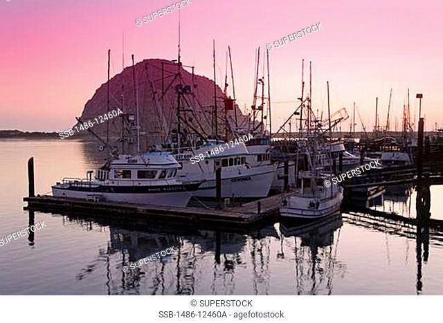 Fishing Boats & Morro Rock, City of Morro Bay, San Luis Obispo County, California, USA