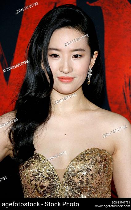Yifei Liu at the World premiere of Disney's 'Mulan' held at the Dolby Theatre in Hollywood, USA on March 9, 2020