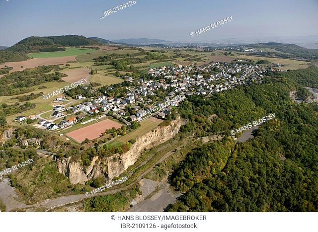 Aerial view, Buerresheim castle near Mayen, Eifel mountain range, Rhineland-Palatinate, Germany, Europe