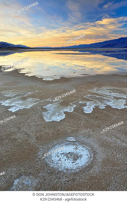 Cottonball basin- slaine pools at sunrise, Death Valley National Park, California, USA