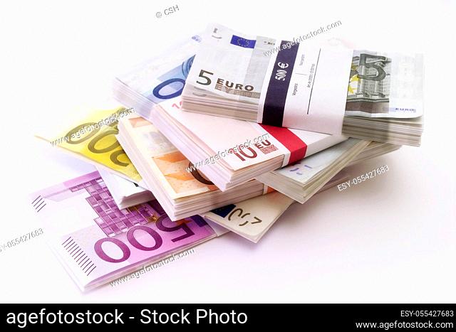 euro banknote, money roll