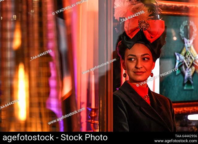 RUSSIA, MOSCOW REGION - NOVEMBER 5, 2023: A woman is seen during the opening of Russia's first private museum dedicated to the family of Emperor Nicholas II of...