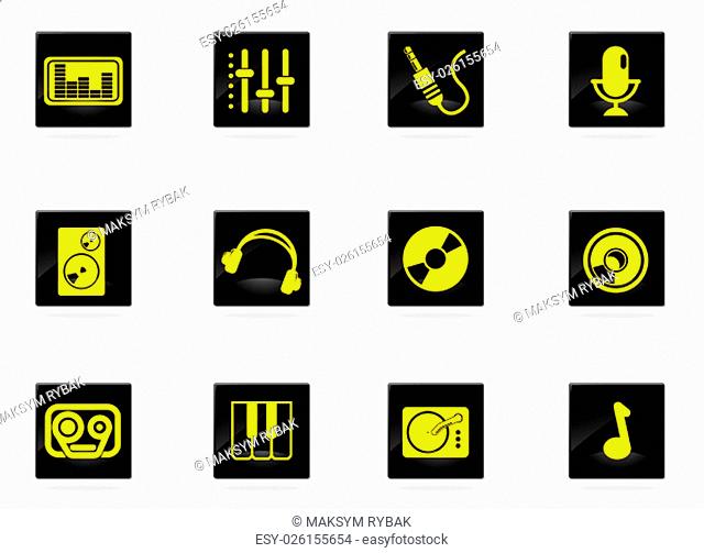 Audio and music icons set for web sites and user interface