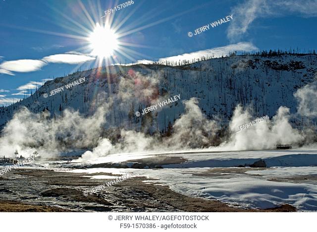 Sunburst, Black Sand Basin, Winter, Yellowstone NP, WY