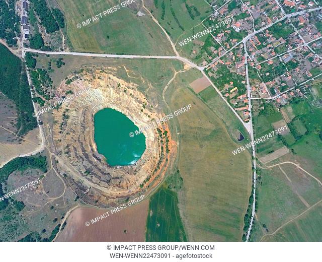 A aeirial view taken using a drone, approximately 300m above sea level, shows an abandoned copper mine located near the village of Tsar Asen (King Asen) some...