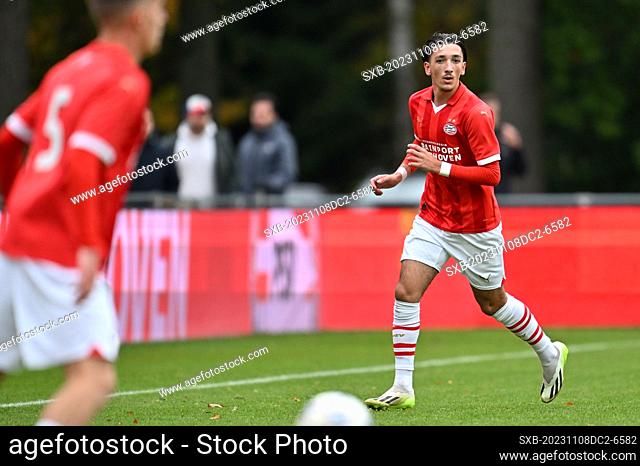 Emir Bars (11) of PSV pictured during the Uefa Youth League matchday 4 game in group B in the 2023-2024 season between the youth teams Under-19 of PSV Eindhoven...