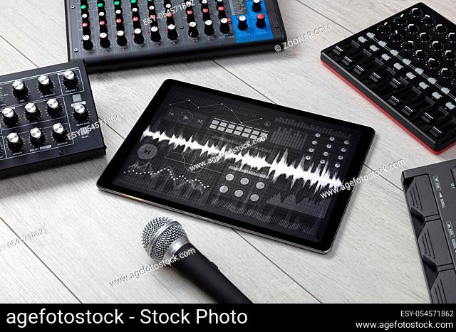 Music instruments and tablet with recording sound concept