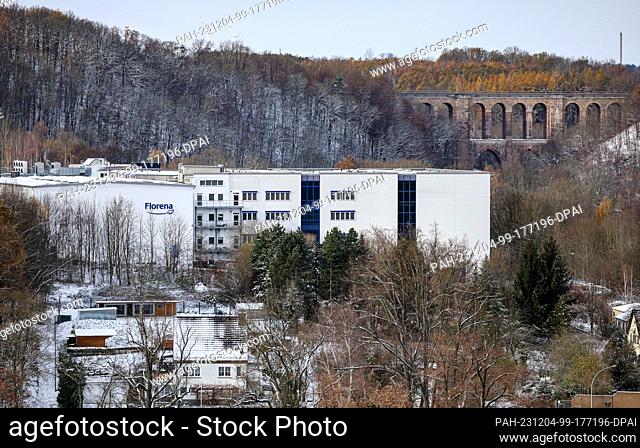 04 December 2023, Saxony, Waldheim: View of the Florena factory premises in Waldheim. Production at the historic site will end at the end of the year