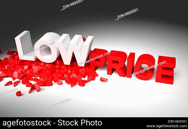 Illustration with text low price. 3D rendering