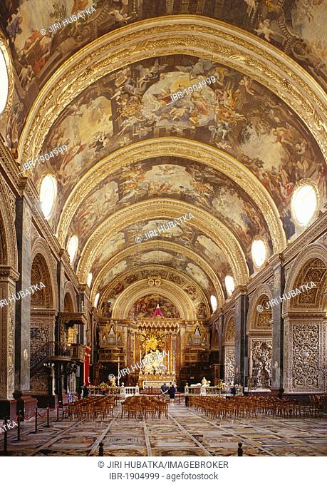 Interior, St. John's Cathedral, La Valletta, Malta, Europe