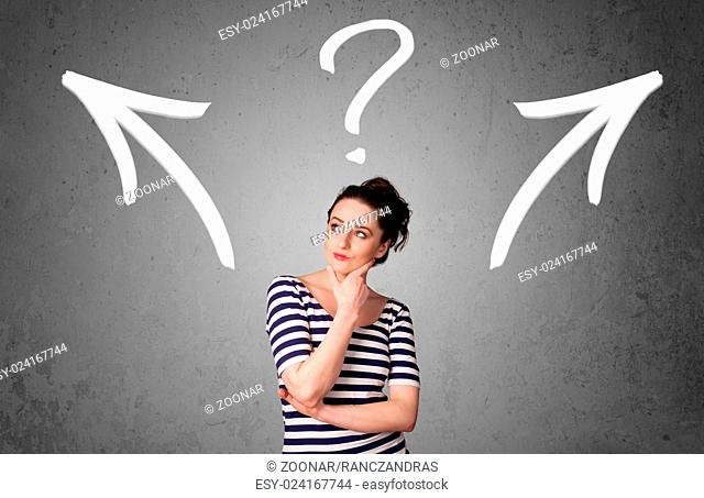 Young woman taking a decision