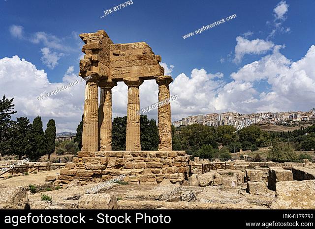Temple ruins, Valley of the Temples, rear town, Agrigento, Sicily, Italy, Europe