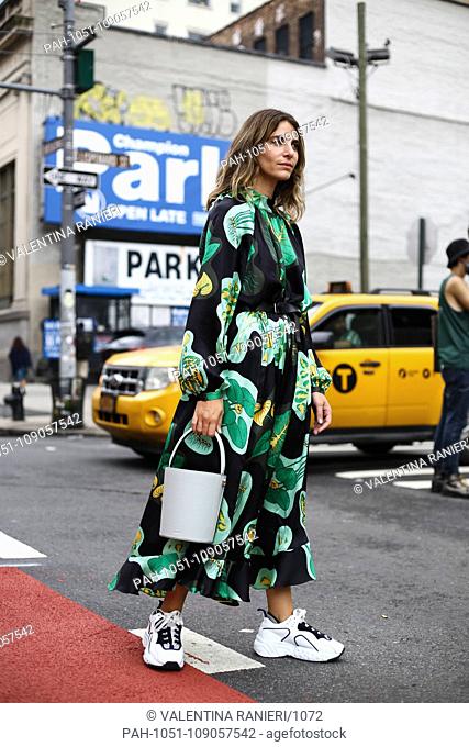 Jen Wonders posing on the street outside of the Maryam Nassir show during New York Fashion Week - Sept 12, 2018 - Photo: Runway Manhattan ***For Editorial Use...
