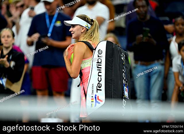 Belgian Maryna Zanevska pictured after her last game, a tennis match between Belgian Zanevska and Belarusian Sabalenka, in the first round of the Women's...