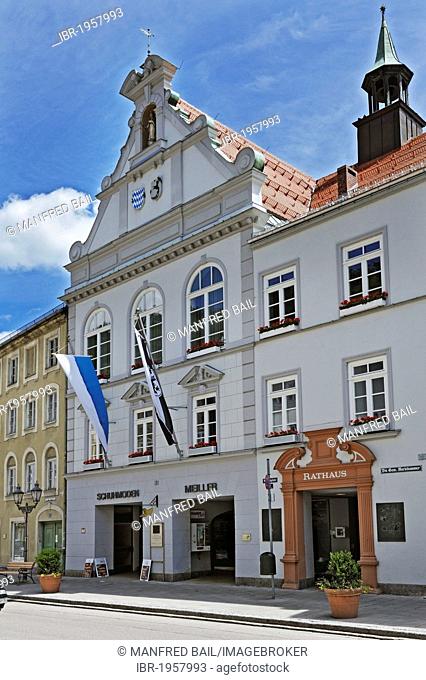 Town hall in Marienplatz square, Wolfratshausen, Bavaria, Germany, Europe