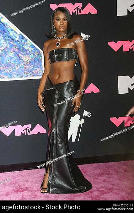Coco Jones arrives on the pink carpet of the 2023 MTV Video Music Awards, VMAs, at Prudential Center in Newark, New Jersey, USA, on 12 September 2023