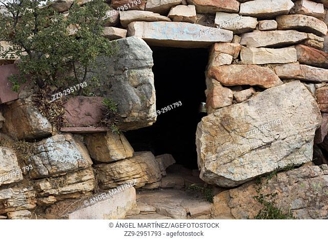 entrance to refuge in mount Garbi, Segart, Valencia, Spain