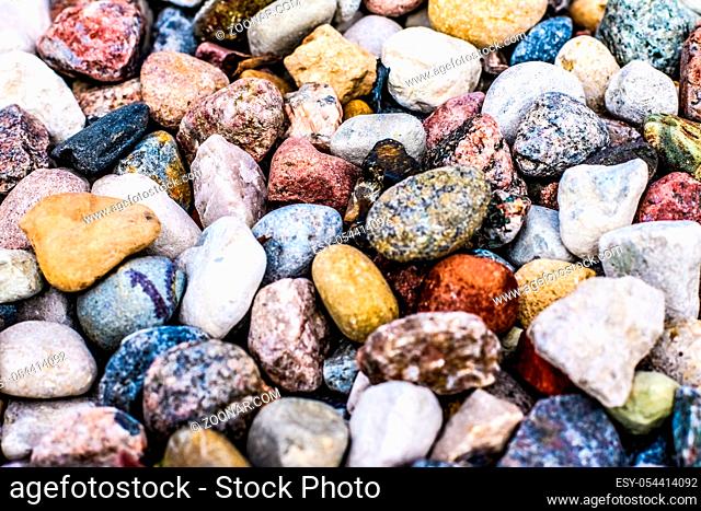 Landscape architecture, interior design and nature elements concept - Stone pebbles background texture, landscape architecture