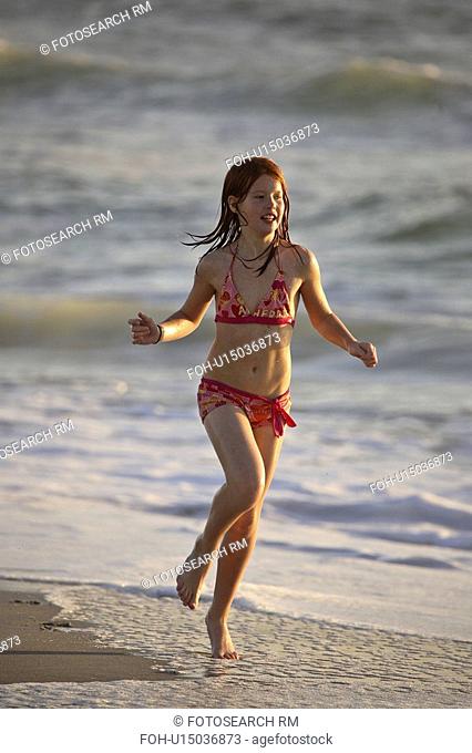 florida, girl, beach, down, running, young