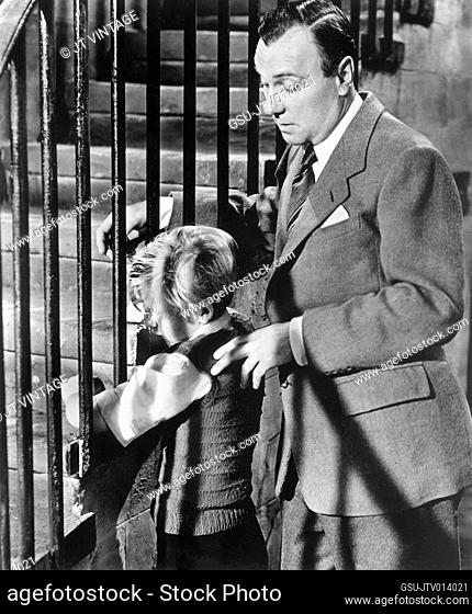 Bobby Henrey, Ralph Richardson, on-set of the British Film, The Fallen Idol, British Lion Films, 1948