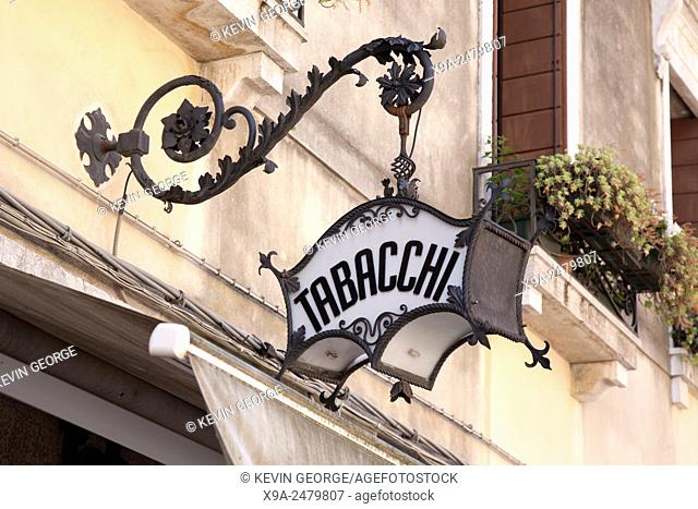 Tobacconist - Tabacchi Sign, Venice, Italy